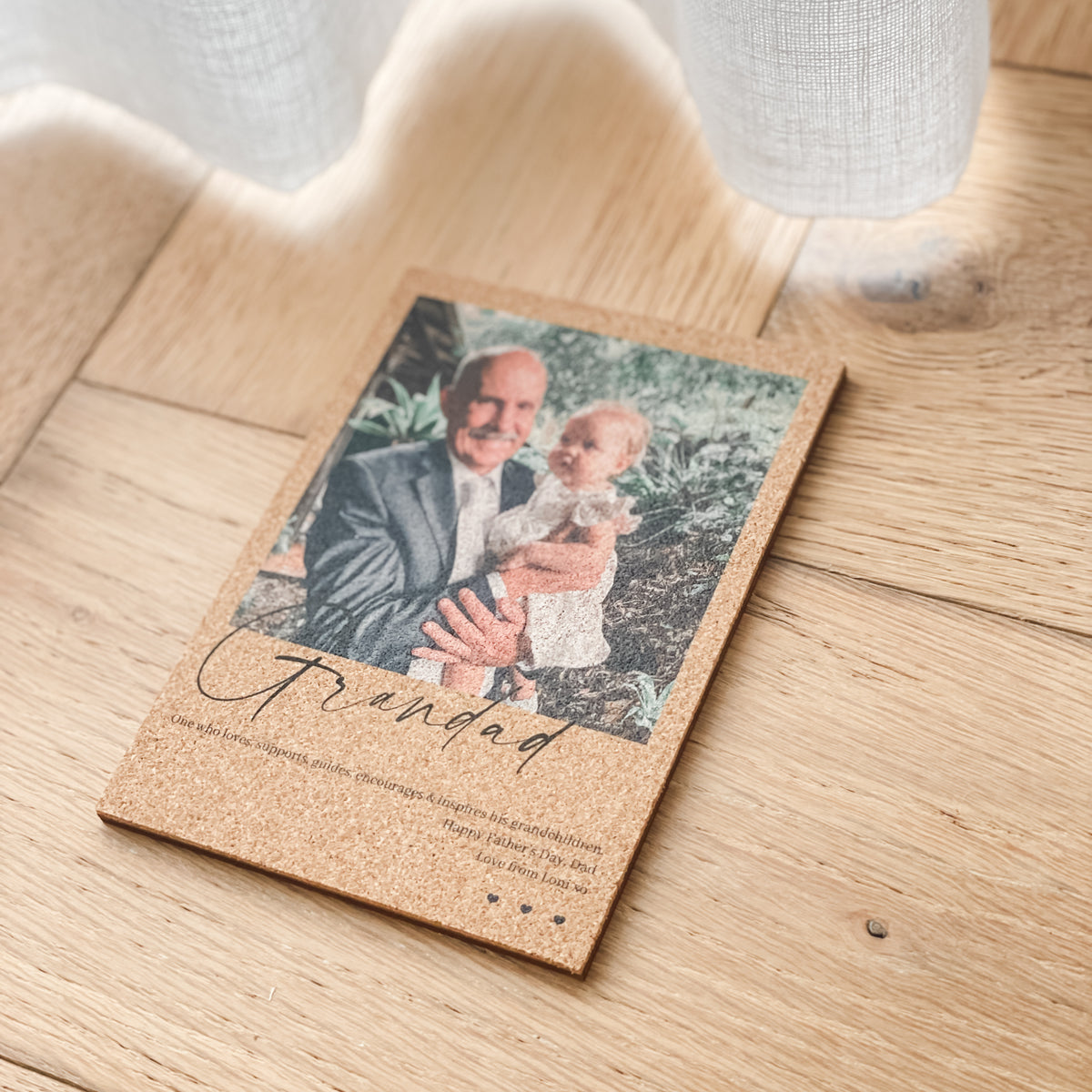 Cork Photo gift Plaque for Father's Day
