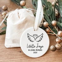Classic Christmas Ceramic Decoration - Circle - Angel