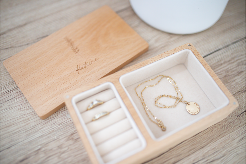 Personalised Wooden Jewellery Box - Birth Blossoms - Etched