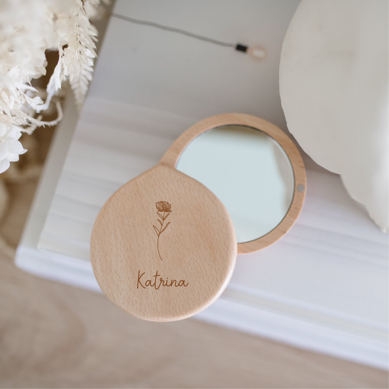 Etched Compact Mirror - Birth Blossoms