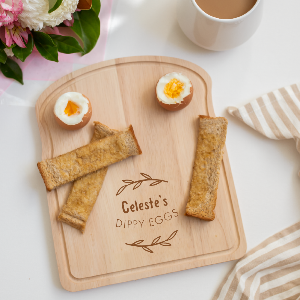 Personalised Dippy Egg and Soldiers Board - Wreath