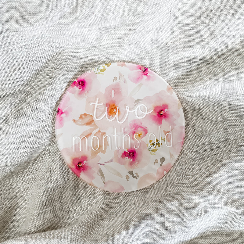 Milestone Plaques - Acrylic - Pink Florals