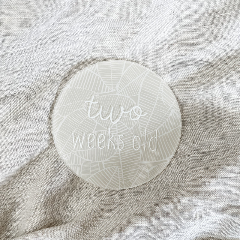 Milestone Plaques - Acrylic - Neutral Leaves