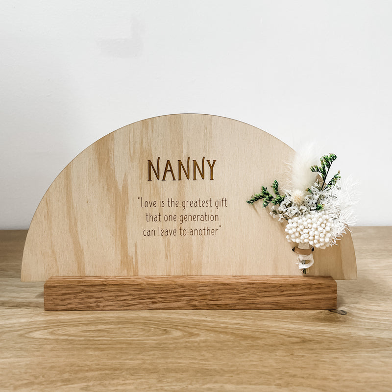 Etched Semi-Circle Plaque - White Bouquet