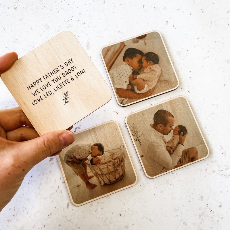 Personalised Photo Fridge Magnets - Set of 4 - Timber