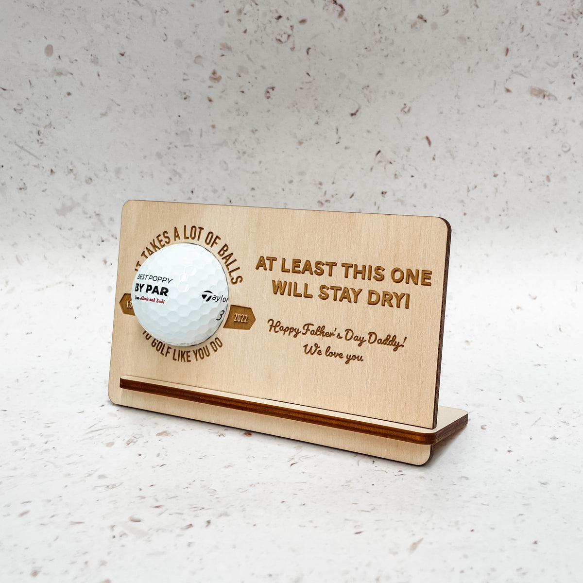 personalised wooden golf ball display 