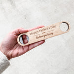 Personalised magnetic wooden bottle opener 