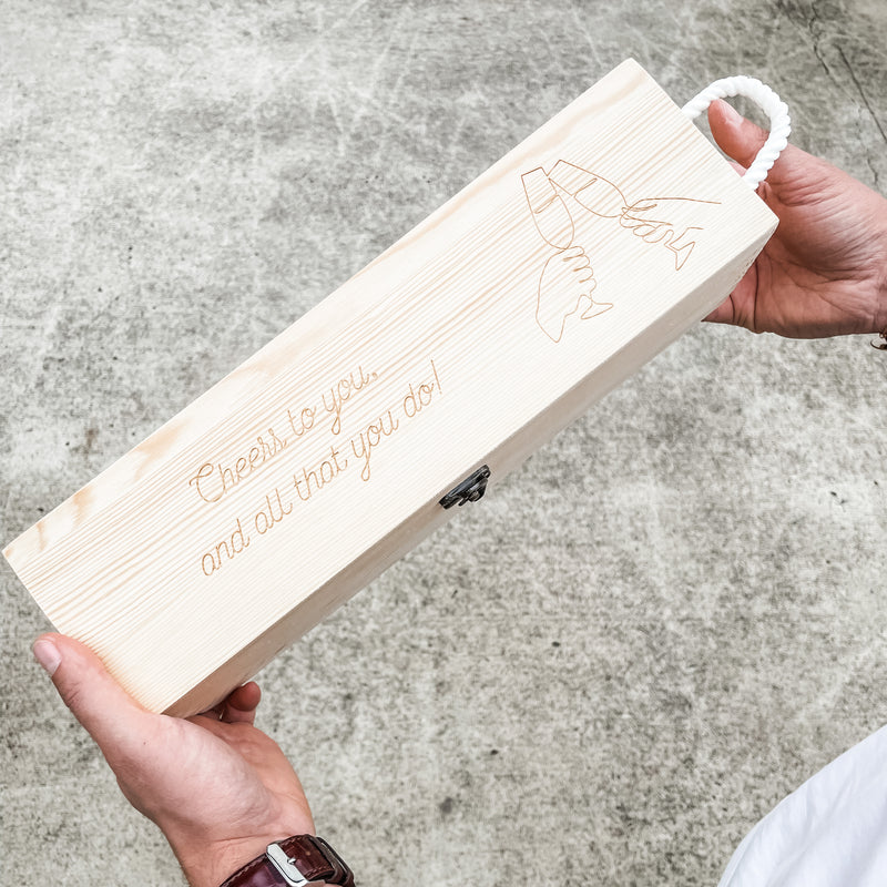 Personalised wine box etched