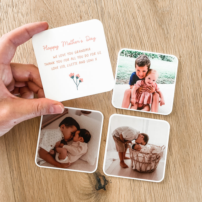 Personalised Photo Fridge Magnets - Set of 4 - White Acrylic