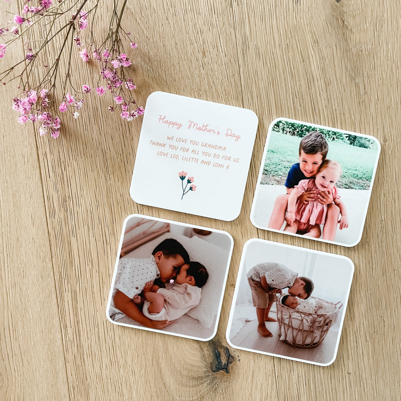 Personalised Photo Fridge Magnets - Set of 4 - White Acrylic