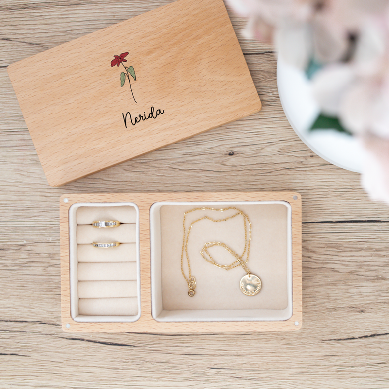 Personalised Wooden Jewellery Box - Birth Blossoms