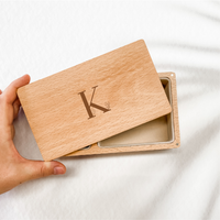 Personalised Wooden Jewellery Box - Floral Letter - Etched