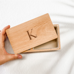 Personalised Wooden Jewellery Box - Floral Letter - Etched