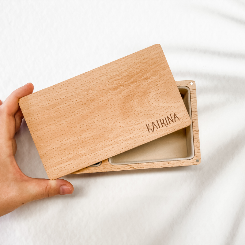 Personalised Wooden Jewellery Box - Name - Etched