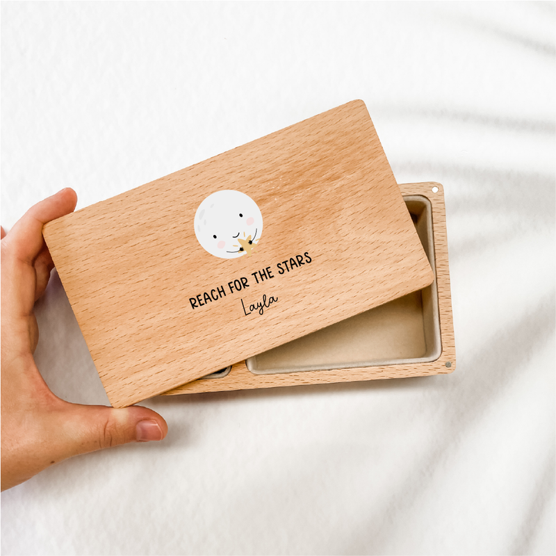 Personalised Wooden Jewellery Box - Moon and Stars