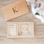 Personalised Wooden Jewellery Box - Floral Letter - Etched