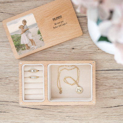 Personalised Wooden Jewellery Box - Photo + Message