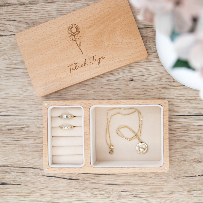 Personalised Wooden Jewellery Box - Sunflower