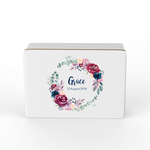 Personalised keepsake box floral wreath
