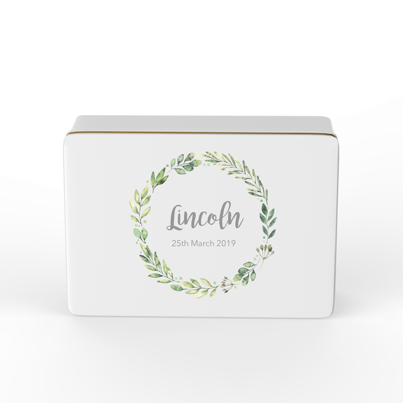 Personalised keepsake box  - wreath Design