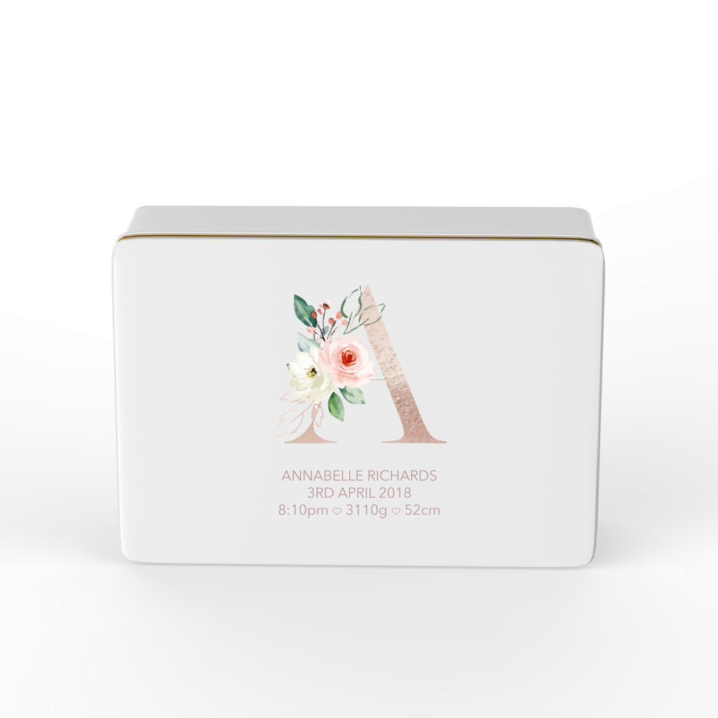 Personalised keepsake box - floral letter