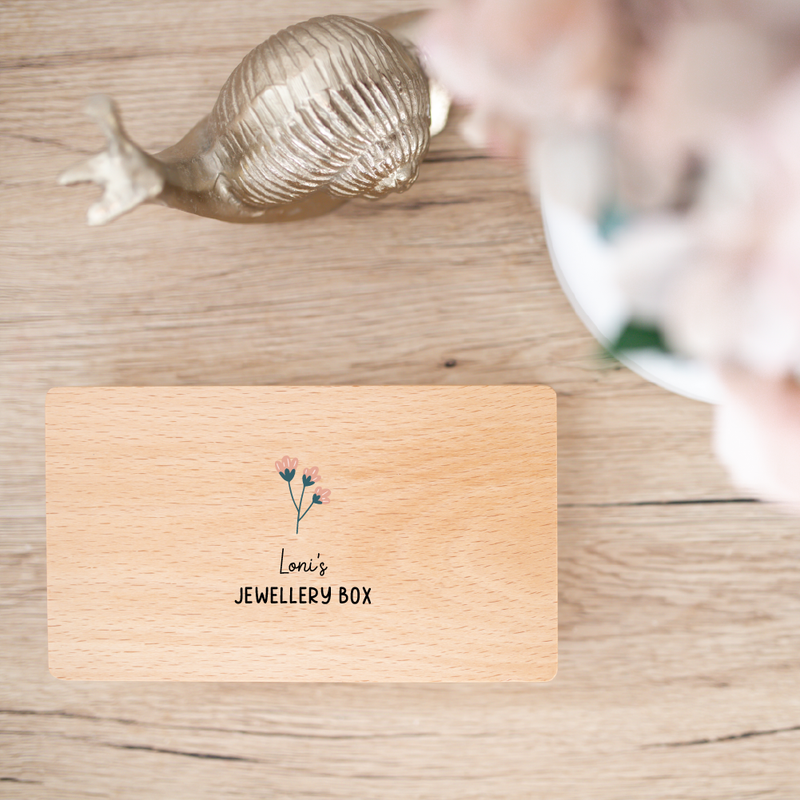 Personalised Wooden Jewellery Box - Flowers