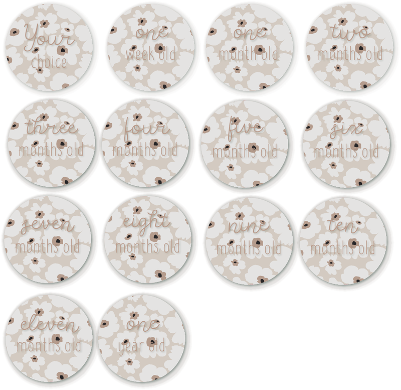 Milestone Plaques - Acrylic - Neutral Florals