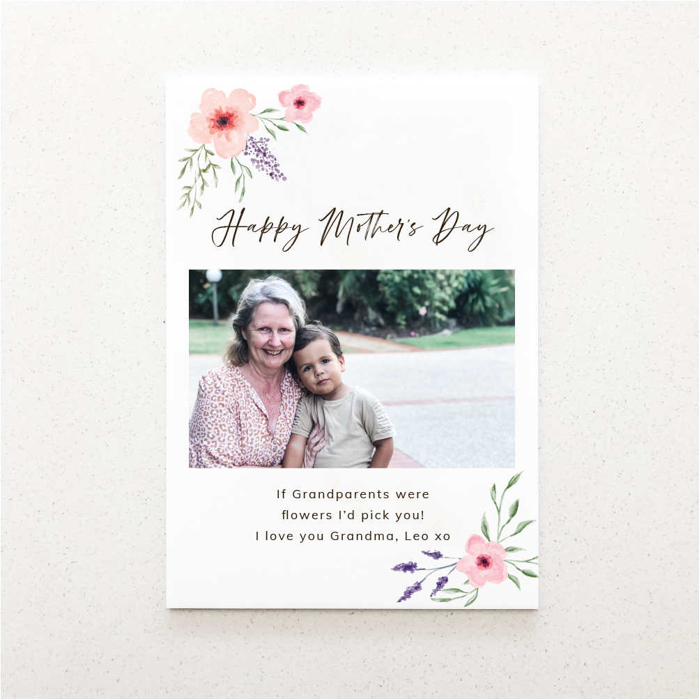 Mother's day Photo Plaque - White Acrylic - Garden flowers