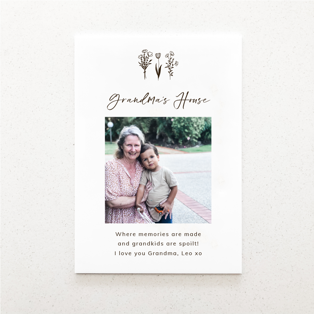 Mother's Day Photo Plaque - White Acrylic - Wildflower