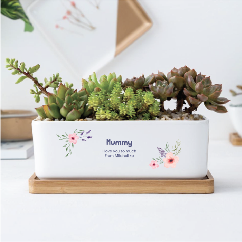 Personalised ceramic planter pot Mother's day flower