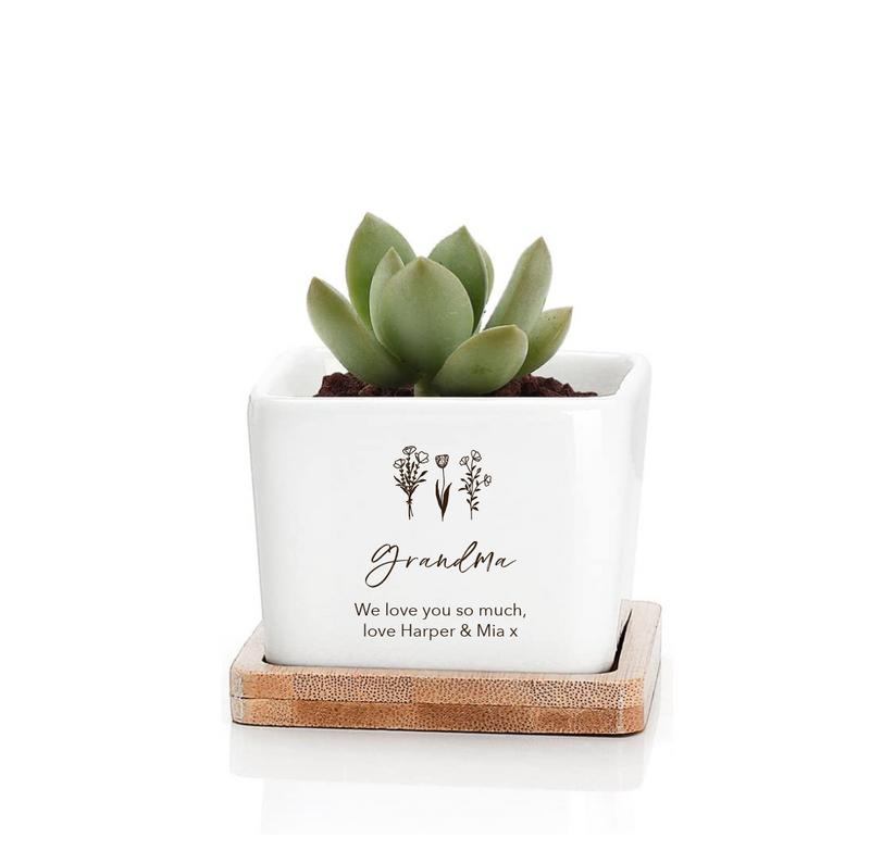 personalised planter pot square garden flowers