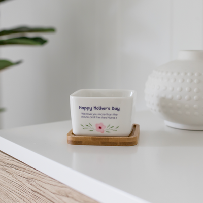 personalised ceramic planter pot - square - mother's day