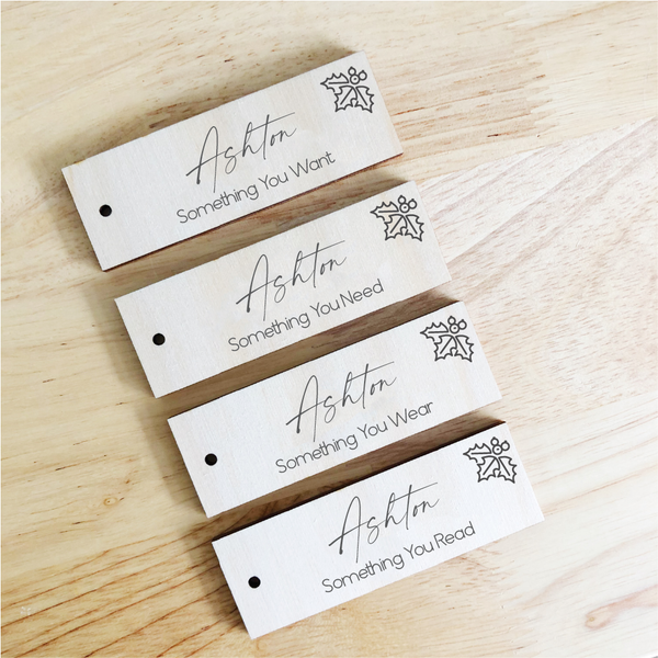 Want, Need, Wear, Read Gift Tags