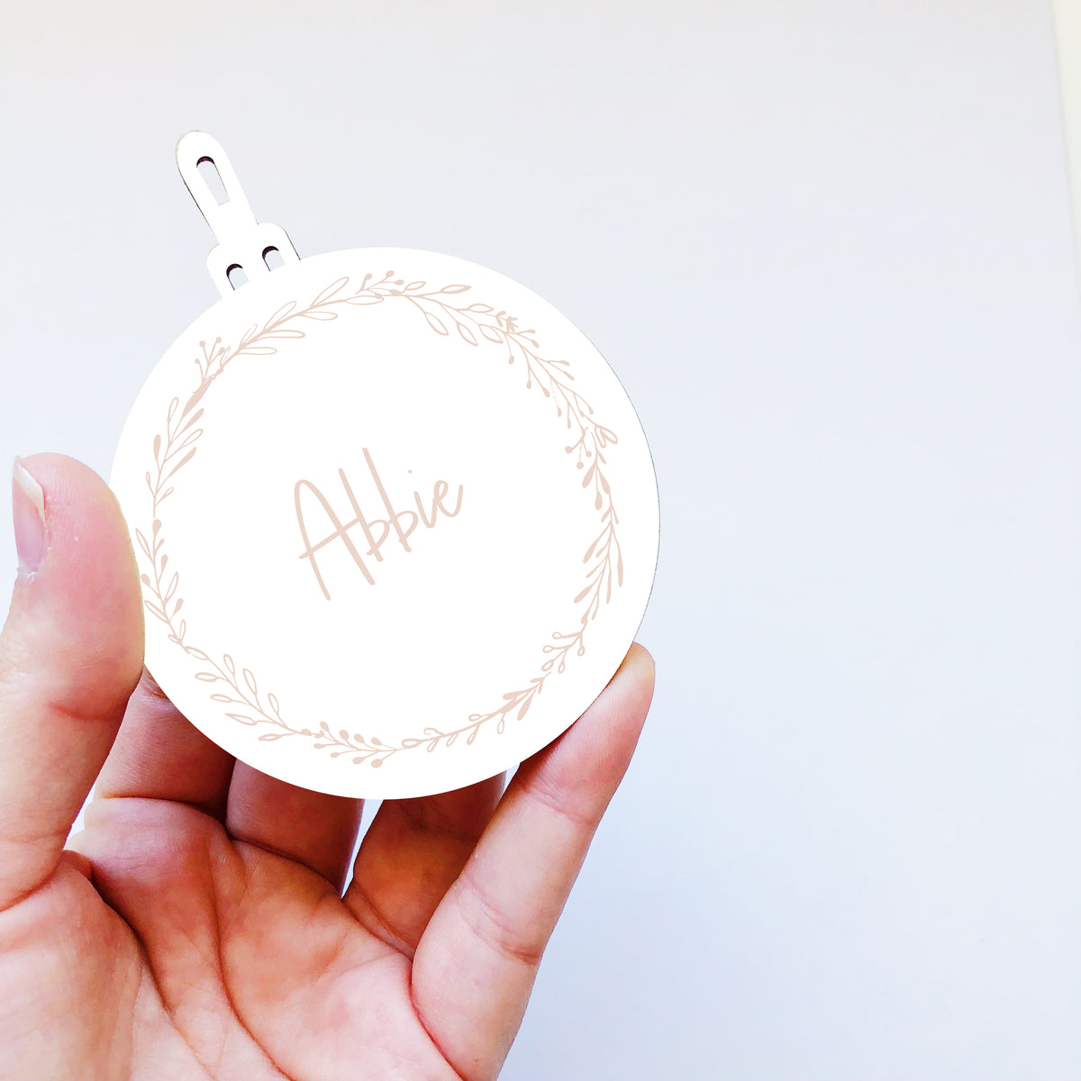 White Acrylic Christmas Baubles - Wreath