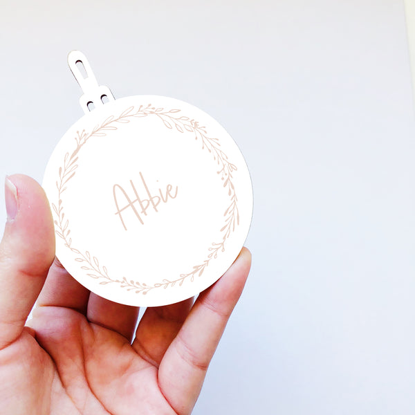 White Acrylic Christmas Baubles - Wreath