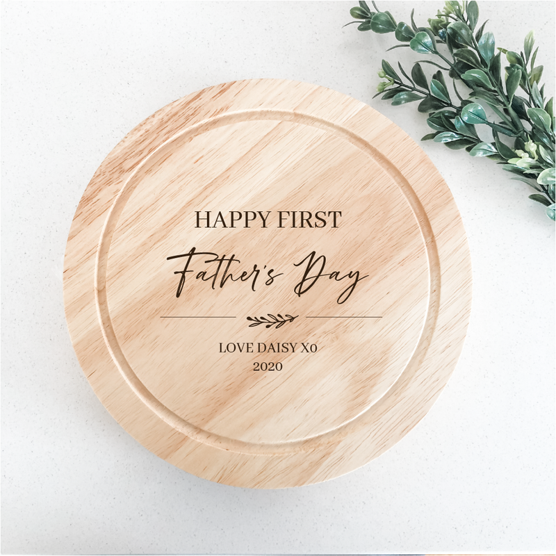 Personalised Father's day cheese board set - happy first Father's day